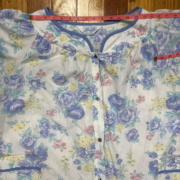 Vtg Flower Power Midi Robe Size L-XL HouseCoat Nightgown Dress Muumuu Mod Waffle - Picture 6 of 16
